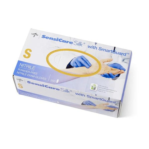 Medline Industries Inc Gloves Exam SensiCare Silk PF Nitrile Latex-Free 9.5 in Sm Dark Blue 250/Bx, 10 BX/CA - MDS2584