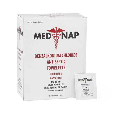 Medline Industries Inc Towlette BZK 100/Box, 10 BX/CA - MDS094181