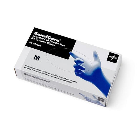 Medline Industries Inc Gloves Exam SensiCare Powder-Free Nitrile Latex-Free 12 in Medium Blue 50/Bx, 10 BX/CA - MDS1285