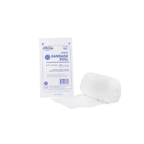 Dukal Corporation Bandage 4.5"x4.1yd Gauze Cotton Fluff Roll White LF Sterile Each, 100 Each/CA - 645