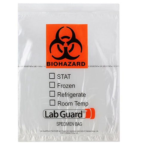 Medegen Medical Products, LLC Specimen Transport Bag Clear/Black/Orange Zip/ Flap Closure With Pouch 100/Bx, 5 BX/CA - 4916