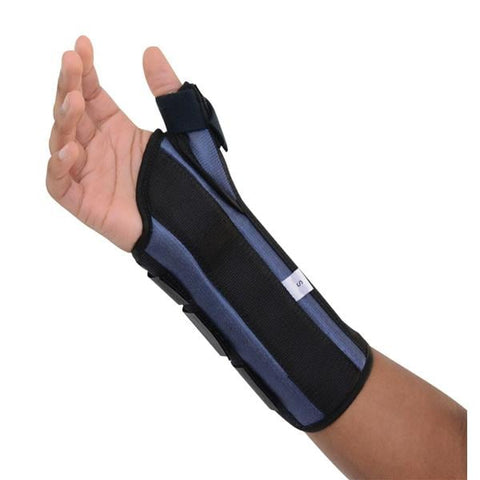 Roylan div of Patterson Med Brace Thumb Spica Wrist/Thumb Black/Blue Size 8" Large Right Each - 78600104