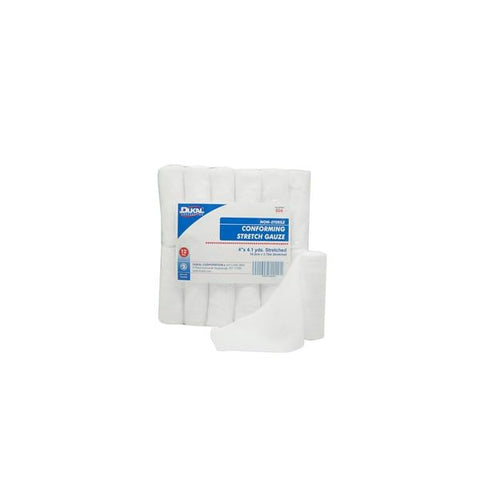 Dukal Corporation Bandage 4"x4.1yd Conforming Gauze White LF Non-Sterile 12/Bg, 8 BG/CA - 604