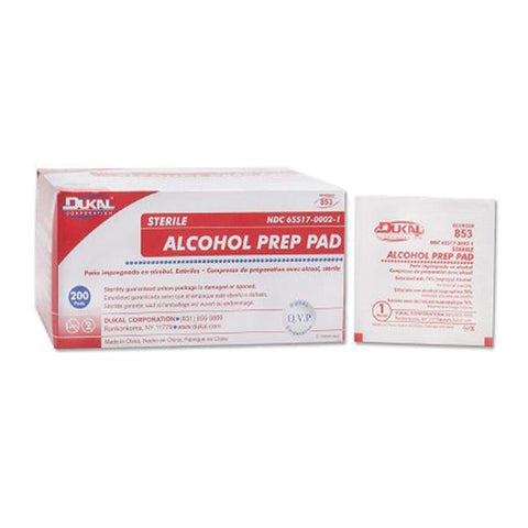 Dukal Corporation Pad Prep Alcohol Medium 200/Bx, 20 BX/CA - 853