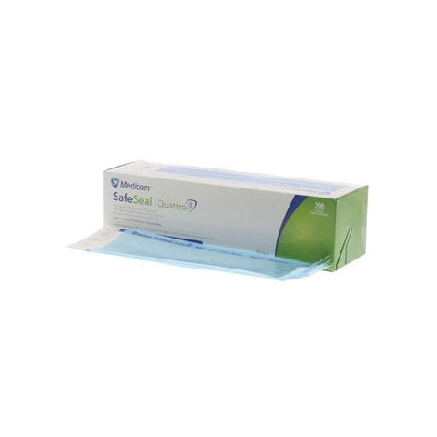 Medicom Pouch Sterilization SafeSeal Quattro 2.75 in x 9 in White / Blue 200/Bx, 6 BX/CA - 88000-4