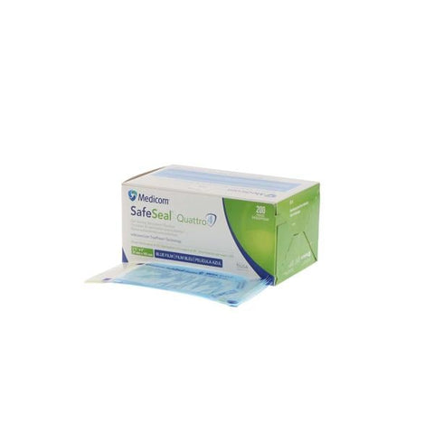 Medicom Pouch Sterilization SafeSeal Quattro 2.25 in x 4 in White / Blue 200/Bx, 10 BX/CA - 88015-4