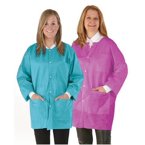Medicom Lab Jacket Protective SafeWear Hipster Disposable SMS PP Fbrc Small DpBlu 12/Bg, 5 BG/CA - 8101-A