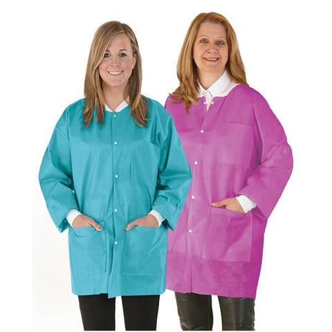 Medicom Lab Jacket Protective SafeWear Hipster Disposable SMS PP Fbrc XL Sft Blu 12/Bg, 5 BG/CA - 8104-D