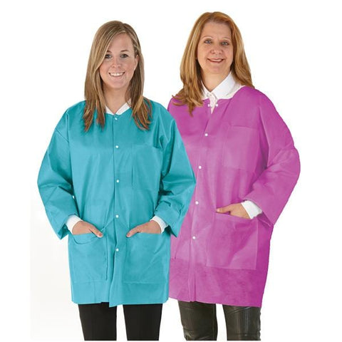 Medicom Lab Jacket Protective SafeWear Hipster Disposable SMS PP Fbrc Md Wht Frst 12/Bg, 5 BG/CA - 8105-B