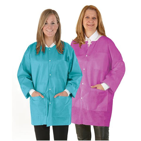 Medicom Lab Jacket Protective SafeWear Hipster Disposable SMS PP Fbrc Lg Wht Frst 12/Bg, 5 BG/CA - 8105-C
