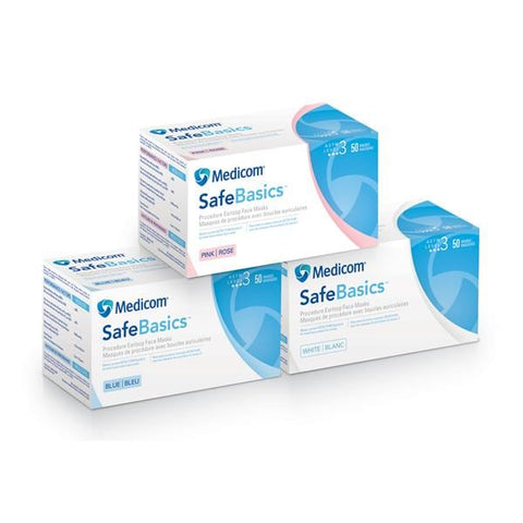 Medicom Mask Procedure SafeBasics ASTM Level 3 Pleated White Size 50/Bx, 10 BX/CA - 2150