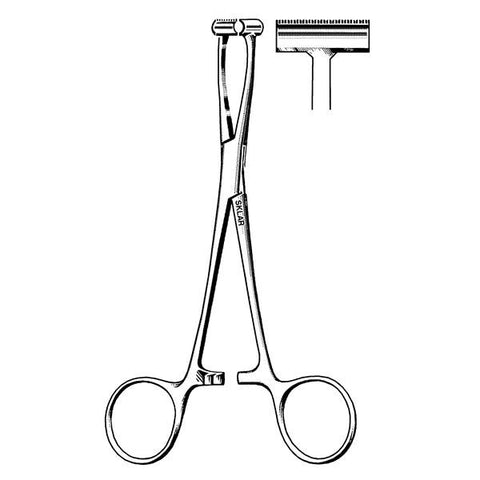 Sklar Instruments Clamp T-Shape 6" 16cm Concave Tip Serrated Jaw Stainless Steel Each - 17-1055