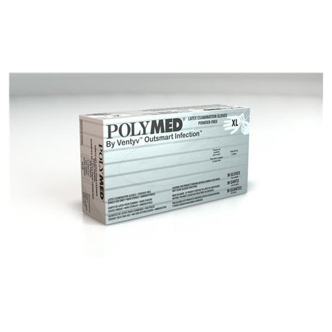 Ventyv Gloves Exam Polymed Powder-Free Latex X-Small White 100/Bx, 10 BX/CA - PM101
