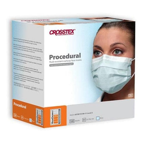 Crosstex International Mask Procedure Maxi-Gard ASTM Level 2 Pleated Blue Size 100/Bx, 5 BX/CA - GCPBL100
