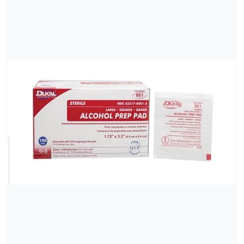 Dukal Corporation Prep Pad 70% Isopropyl Alcohol 1x1" White 200/Bx, 20 BX/CA - 852
