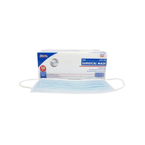 Dukal Corporation Mask Surgical ASTM Level 1 Pleated Blue 50/Bx, 6 BX/CA - 1541