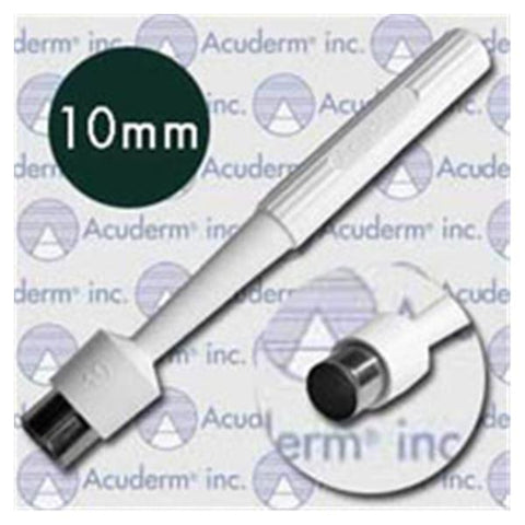 Acuderm, Inc Biopsy Punch Dermal Acu-Punch 10mm Ribbed Hollow Handle SS Bld Disp Strl 50/Bx - P-1050