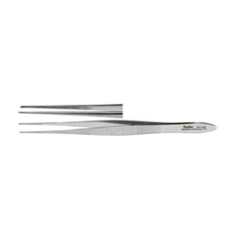 Miltex Forcep Dressing 4" 0.5mm Wide Tip Serrated Tips Straight Stainless Steel Each - Integra Miltex - 18-779