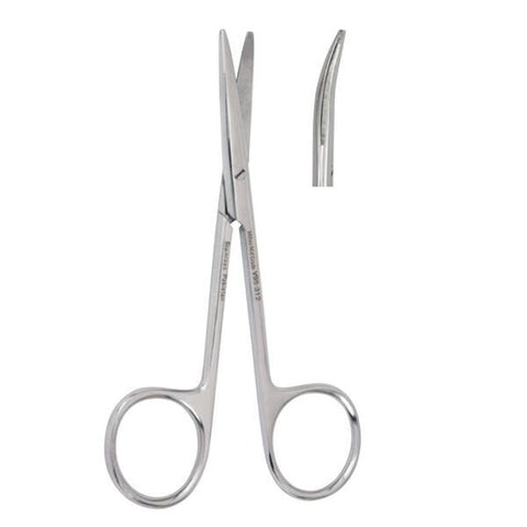 Miltex Scissors Strabismus Vantage 4" Blunt Curved Standard Stainless Steel Each - Integra Miltex - V95-314