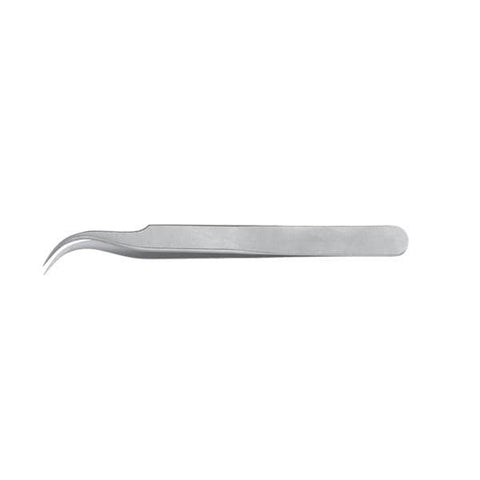 Miltex Forcep Jewelers Swiss 4-1/2" Fine Tip Serrated Curved Flat #7 SS/NMgntc Each - Integra Miltex - 17-307