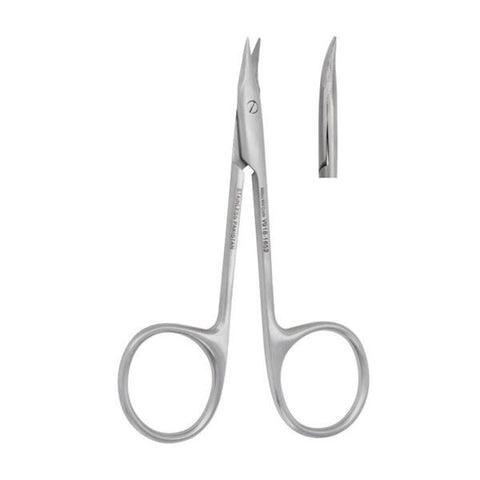 Miltex Scissors Surgical Gradle Vantage 3-3/4" Sharp Serrated Curved Stainless Steel Each - Integra Miltex - V918-1652