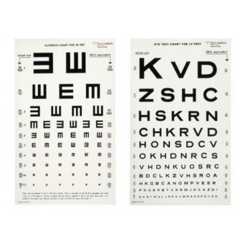 Dukal Corporation Chart Snellen Vision Testing 20' Testing Distance 14x9" Each - 3061