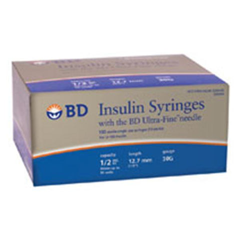Becton Syringe/Needle 0.5cc 30gx1/2" Ultra-Fine Insulin Conventional 100/Bx, 5 BX/CA - Dickinson - 328466