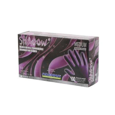 Adenna, Inc Gloves Exam Shadow Powder-Free Nitrile Latex-Free 240 mm Medium Black 100/Bx, 10 BX/CA - SHD935