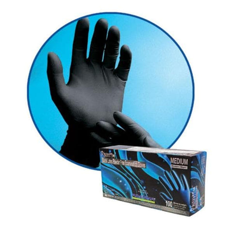 Adenna, Inc Gloves Exam Phantom Powder-Free Latex 9 in Medium Black 100/Bx, 10 BX/CA - PHM915