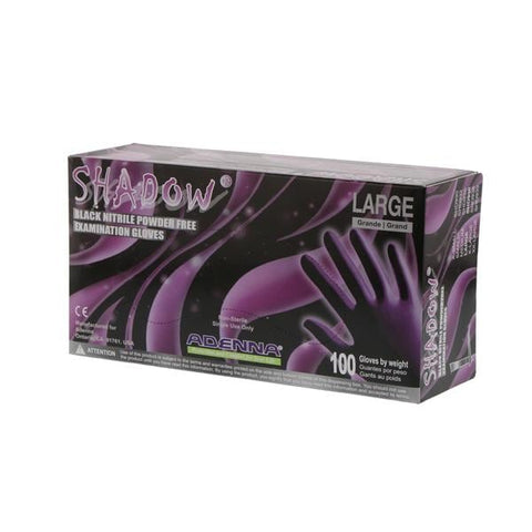 Adenna, Inc Gloves Exam Shadow Powder-Free Nitrile Latex-Free 240 mm Large Black 100/Bx, 10 BX/CA - SHD936