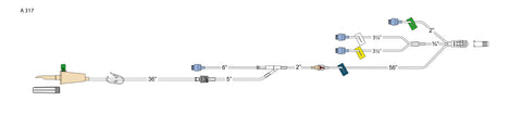 CODAN Quadfurcated Medication Delivery System, vented spike, pinch clamp,