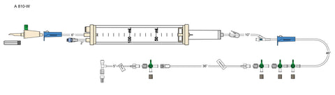 CODAN Vented 60 drop Burette Set, (2) roller clamps, air eliminating disk, needlefree Y-site, 2-gang four-way stopcock manifold, detachable four-way stopcock extension, detachable four-way stopcock,5” microbore pigtail with injectable