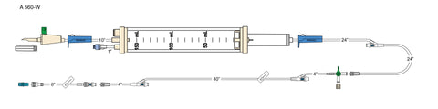 CODAN Non-vented 60-drop Burette Set, (2) roller clamps, (2) swabalble Y-sites, slide clamp, detachable four-way stopcock, 36" detachable extension with swabable Y-site, 6" needlefree pigtail with swabable Y-site and spin-lock