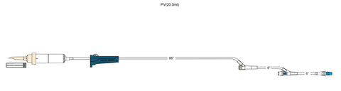 CODAN 60d non-vented chamber, roller clamp, pre-pierced Y-site, needlefree Y-site to spin-lock