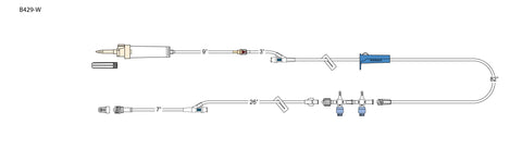 CODAN 10d vented chamber, back check valve, (2) needlefree Y-sites, (2) slide clamps, roller clamp, detachable 2-gang swabable four-way stopcocks, spin-lock