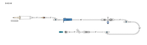 CODAN 10d non-vented chamber, back check valve, (3) needlefree Y-sites, roller clamp, swabable four-way stopcock, 6” pigtail with spin-lock