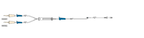 CODAN (2) non-vented spikes, (3) roller clamps, large volume elongated 170 micron filter chamber, needlefree Y-site, to fixed male luer-lock