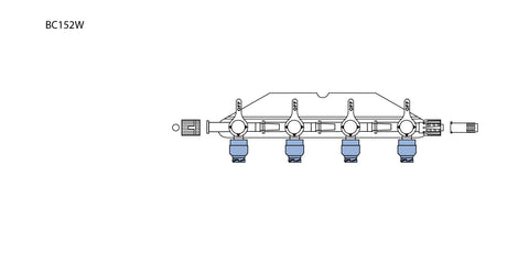 CODAN 4-gang swabable four-way stopcocks on a manifold plate