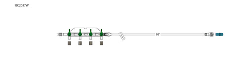 CODAN 4-gang four-way stopcocks with a manifold plate, detachable extension, slide clamp, spin-lock
