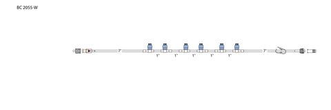 CODAN Back check valve, (6) swabable one-way valves, pinch clamp, male luer-lock