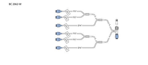 CODAN Swabable 6-Port T-connector Manifold, (6) slide clamps, spin-lock