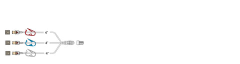 CODAN Trifurcated MiniBore Extension Set, (3) female luer-locks with back check valves, (3) color coded pinch clamps, 3-in-1 spin-lock, CODAN FlowStop Cap™