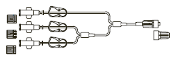 CODAN Trifurcated MiniBore Extension Set, (3) female luer-locks, (3) color coded pinch clamps, male luer-lock, CODAN FlowStop Cap™