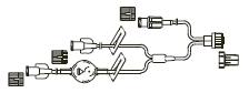 CODAN Trifurcated MiniBore Extension Set, (3) female luer-locks one with back check valve, 0.2 micron air eliminating filter, (2) slide clamps, luer-lock