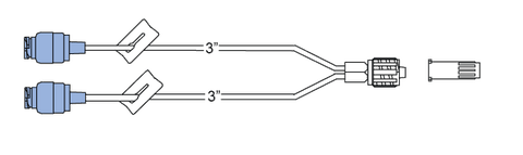 CODAN Bifurcated MiniBore Extension Set, (2) swabable valves, (2) slide clamps, 2-in-1 spin-lock