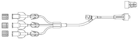CODAN Trifurcated Set, (3) pinch clamps, Y-injection site, male luer-lock, CODAN FlowStop Cap™