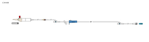 CODAN 60d vented chamber, back check valve, (2) needlefree Y-sites, slide clamp, roller clamp, spin-lock