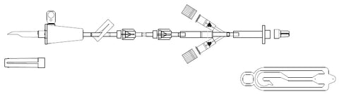 CODAN Primary Connect Set with Universal Spike Adapter, for connection to any primary pump set in the market, (2) check valves as access ports and slide clamp, hanger included in package