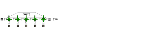 CODAN 5-gang four-way stopcocks on a manifold plate