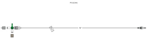 CODAN Detachable four-way stopcock, minibore tubing, removable slide clamp, male luer-lock
